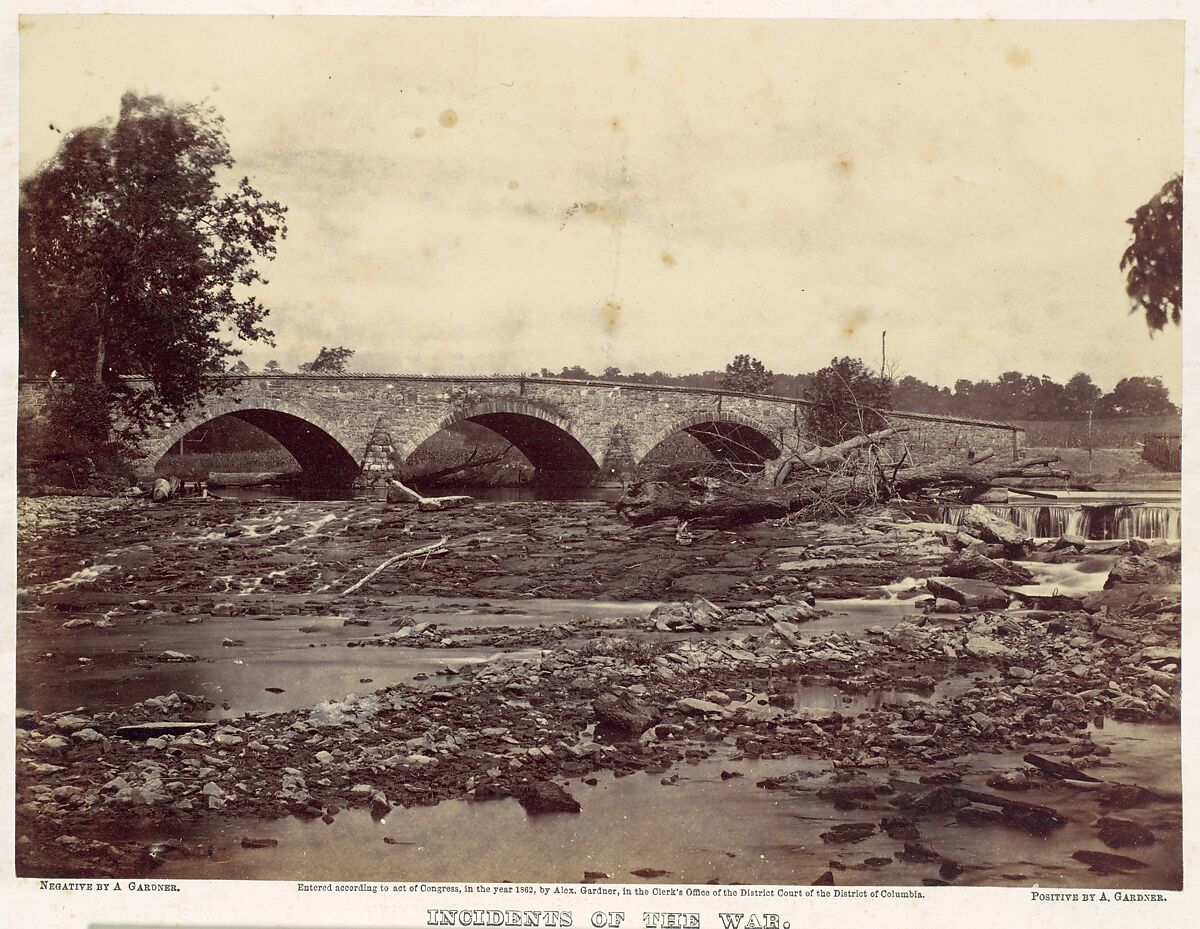 Antietam Bridge, On the Sharpsburg and Boonsboro Turnpike, No. 2, September 1862, Alexander Gardner (American, Glasgow, Scotland 1821–1882 Washington, D.C.), Albumen silver print from glass negative 