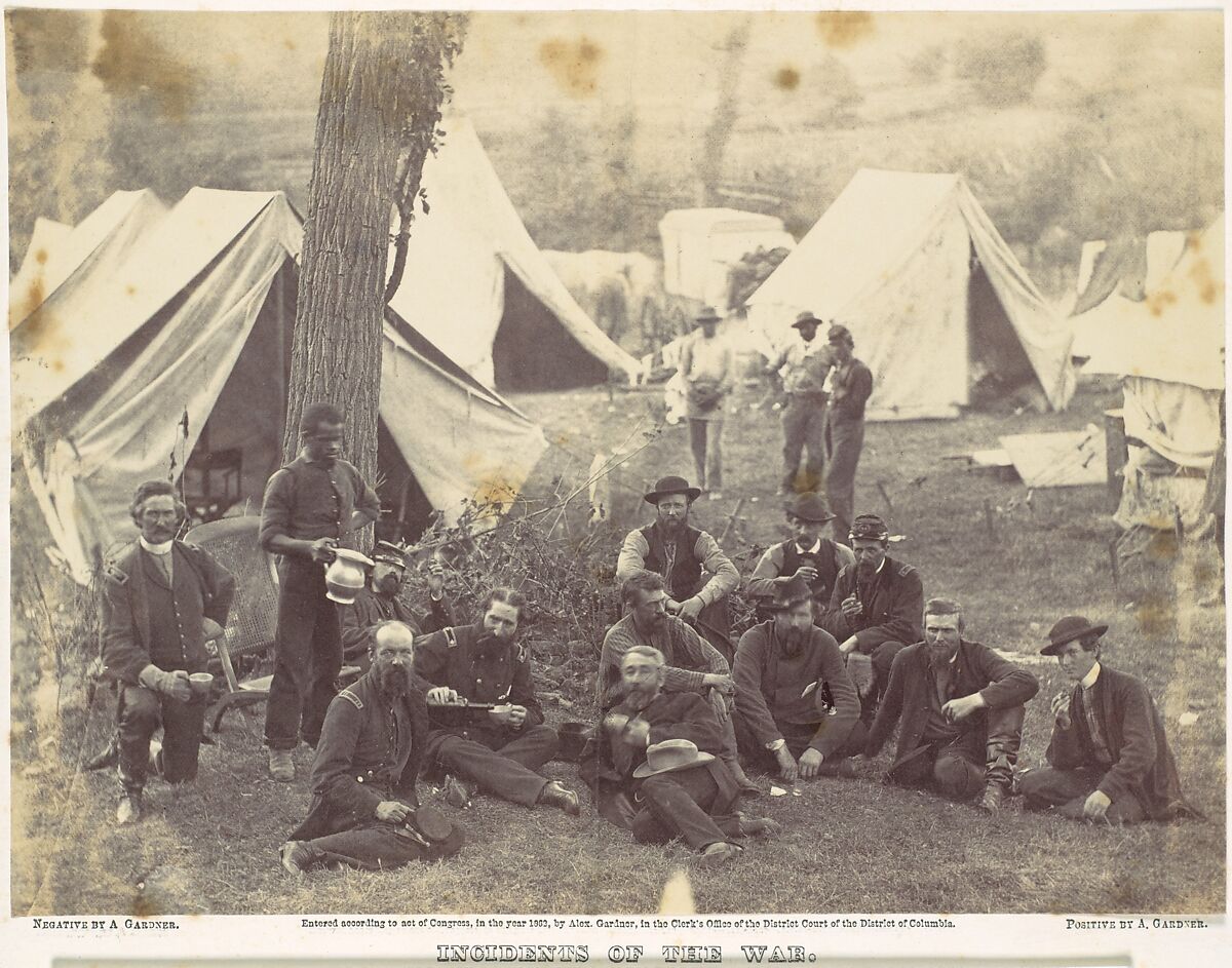 Group at Headquarters of the Army of the Potomac, Antietam, October 1862, Alexander Gardner (American, Glasgow, Scotland 1821–1882 Washington, D.C.), Albumen silver print from glass negative 