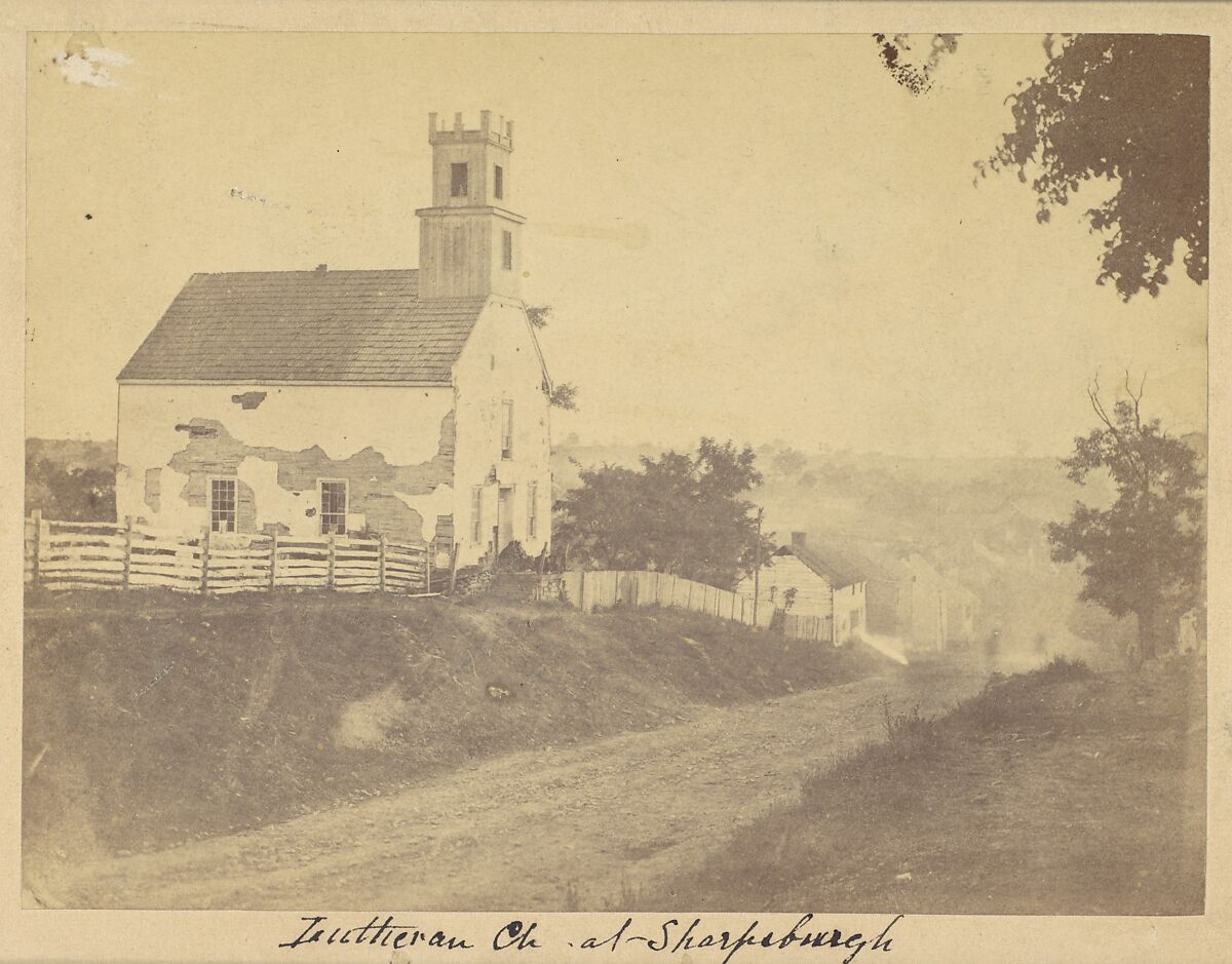 Lutheran Church, Sharpsburgh, Maryland, September 1862, Alexander Gardner (American, Glasgow, Scotland 1821–1882 Washington, D.C.), Albumen silver print from glass negative 