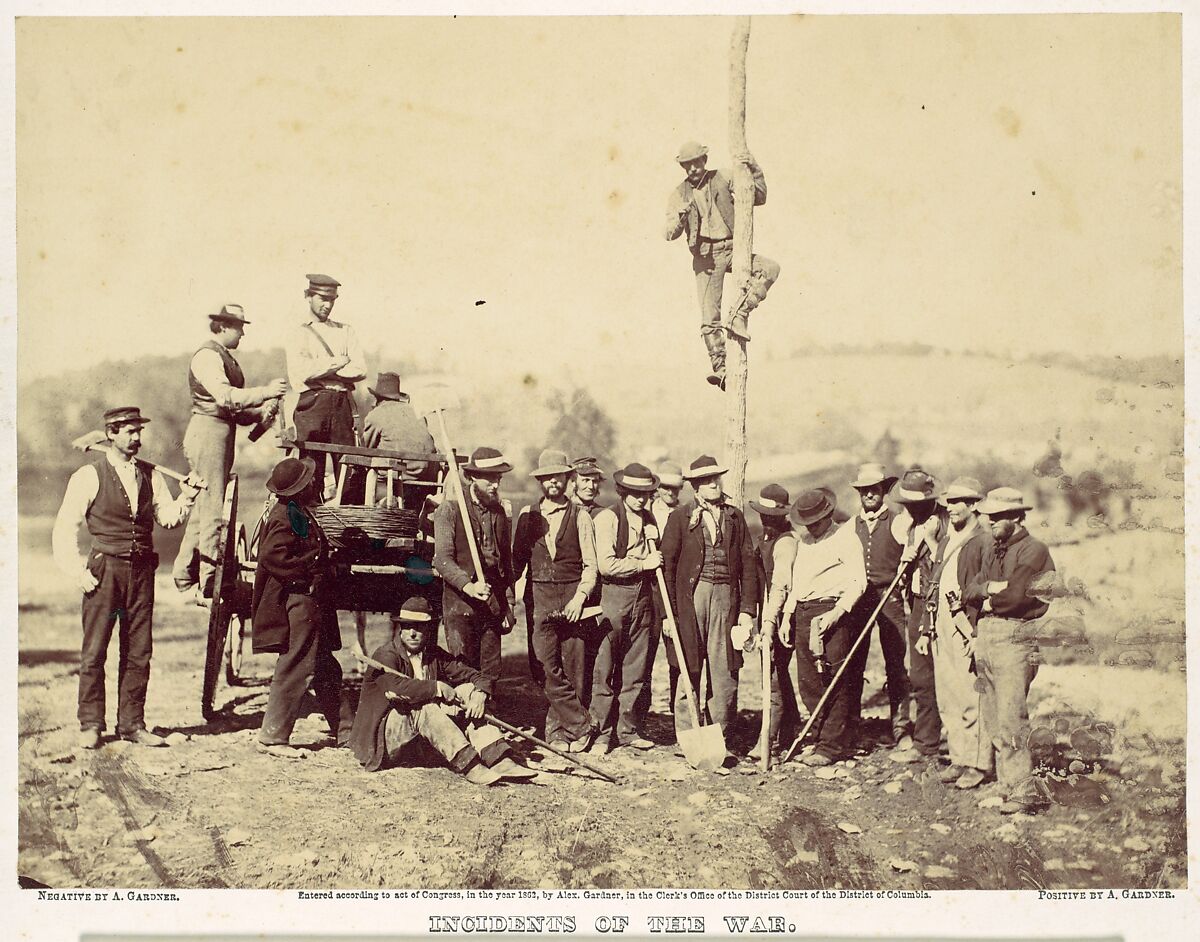 Military Telegraphic Corps, Army of the Potomac, Berlin, October 1862, Alexander Gardner (American, Glasgow, Scotland 1821–1882 Washington, D.C.), Albumen silver print from glass negative 