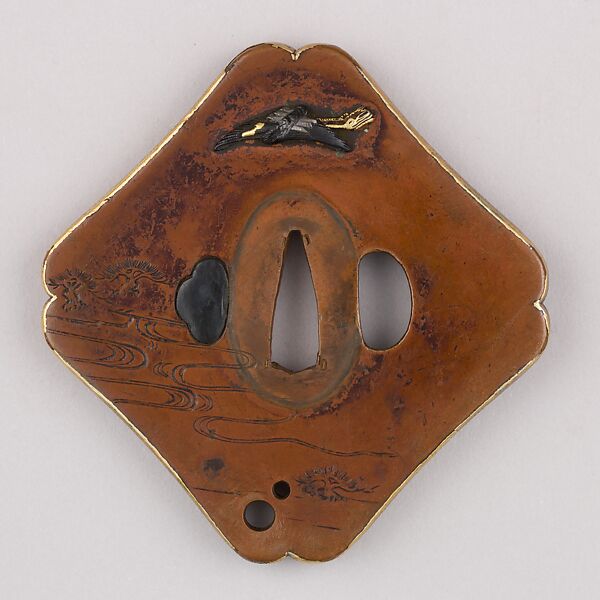 Sword Guard (Tsuba), Copper, gold, silver, Japanese