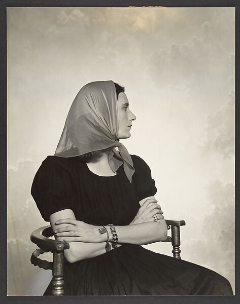 [Woman in Scarf Seated in Chair], George Platt Lynes (American, East Orange, New Jersey 1907–1955 New York), Gelatin silver print 