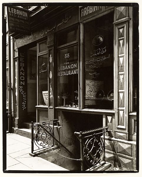 [Lebanon Restaurant, 88 Washington Street, Manhattan], Berenice Abbott (American, Springfield, Ohio 1898–1991 Monson, Maine), Gelatin silver print 
