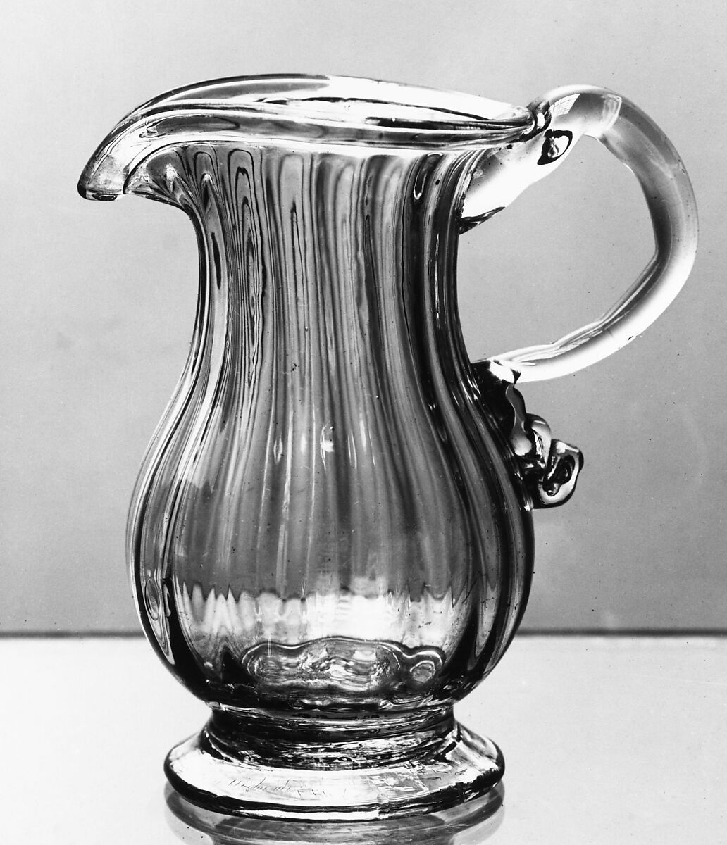 Cream Jug, Blown pattern-molded lead glass, British, probably 