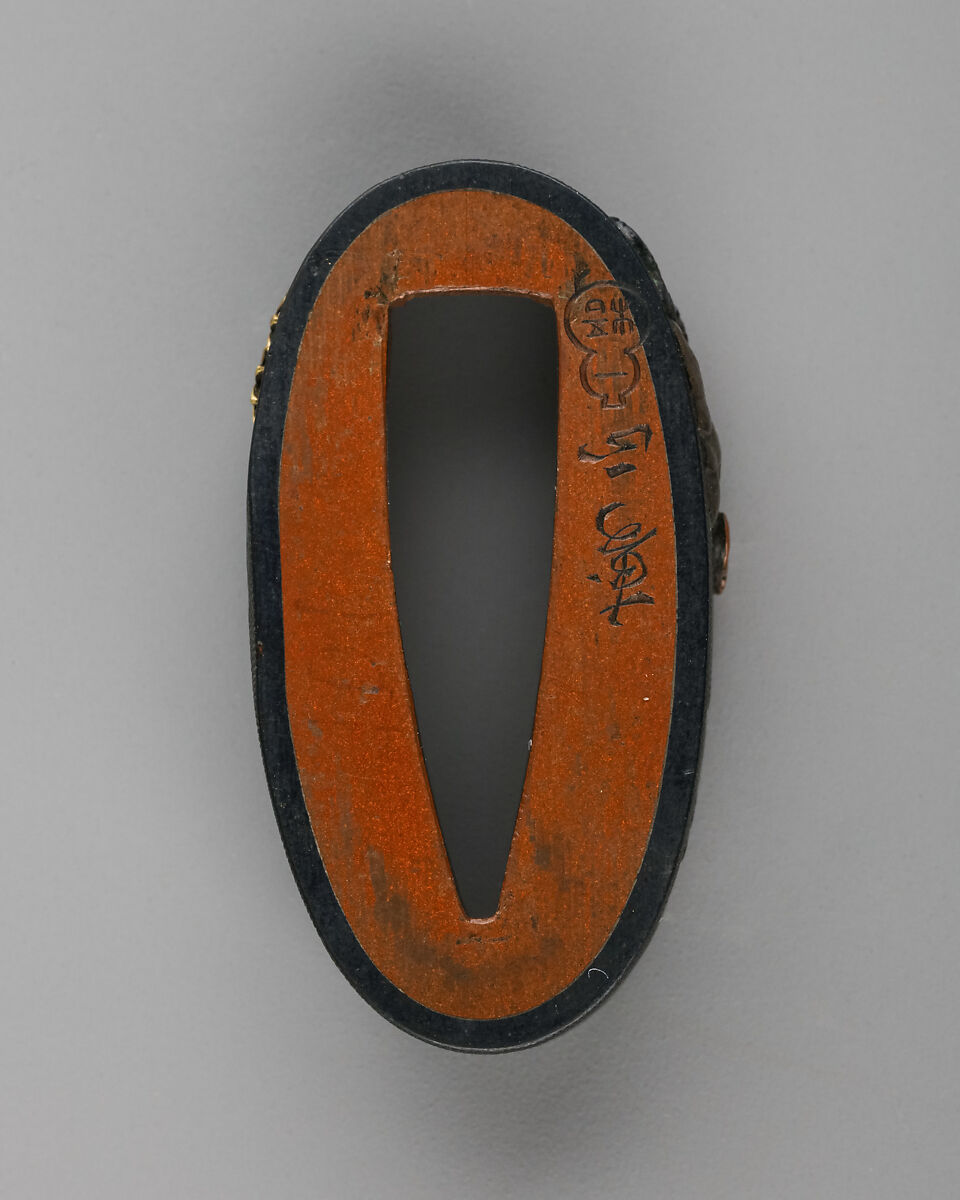 Sword-Hilt Collar and Pommel (Fuchigashira), Copper-gold alloy (shakudō), gold, silver, copper, copper-silver alloy (shibuichi), Japanese