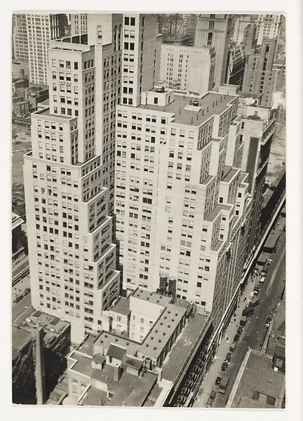 ["Step-Back" Buildings and Street, From Above, New York City], Walker Evans (American, St. Louis, Missouri 1903–1975 New Haven, Connecticut), Gelatin silver print 