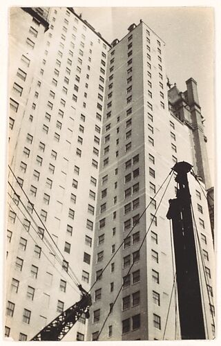 [Construction Site with Crane Boom and Cables, From Below, New York City]