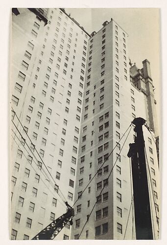 [Construction Site with Crane Boom and Cables, From Below, New York City]