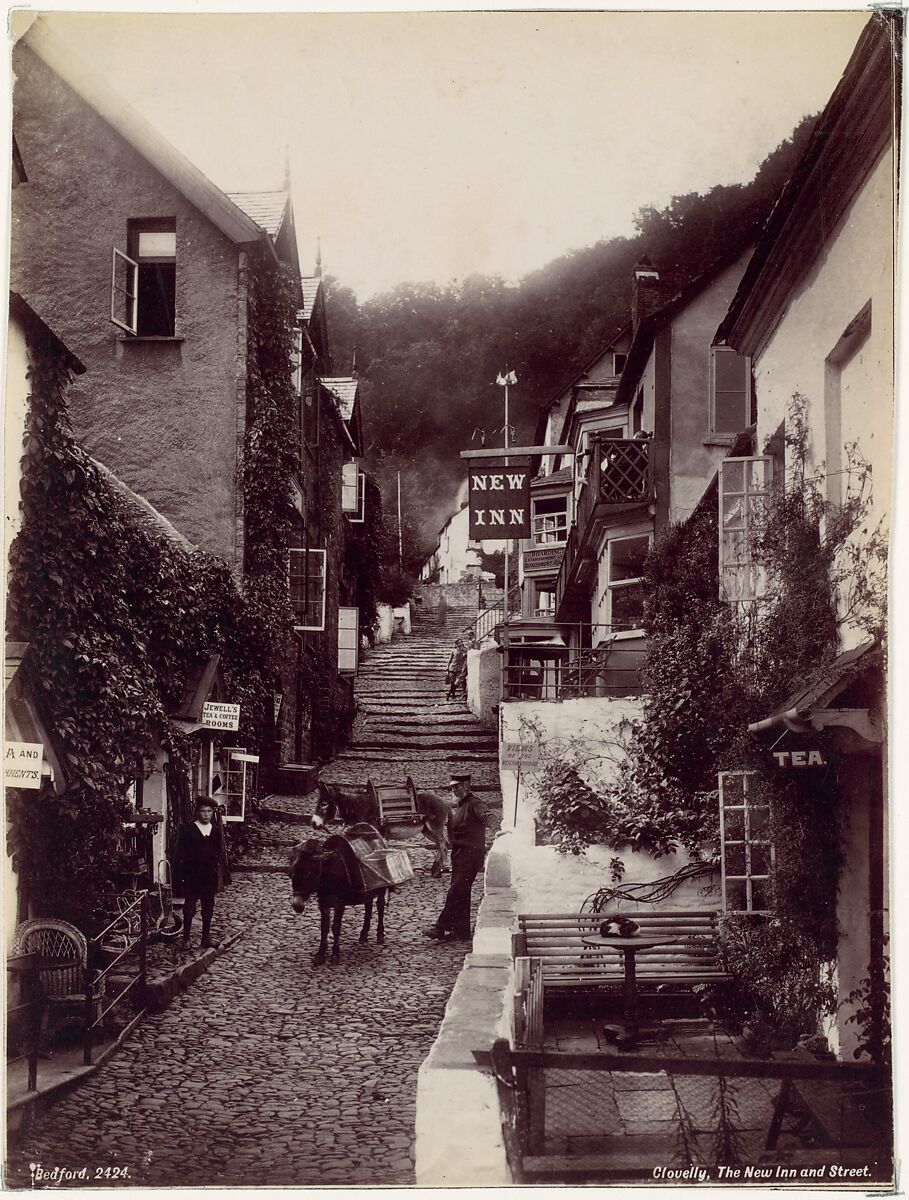 Clovelly, The New Inn and Street, Francis Bedford (British, London 1816–1894 London), Albumen silver print from glass negative 