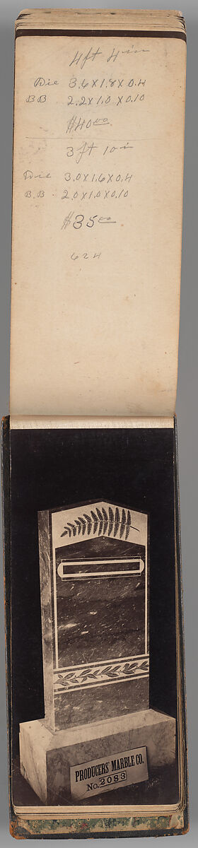 [Vermont Marble Tombstone Catalogue], Unknown (American), Albumen silver prints