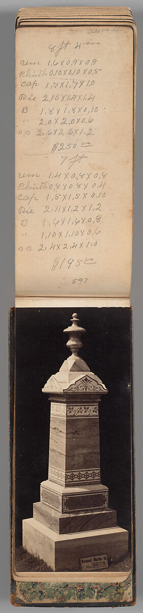 [Vermont Marble Tombstone Catalogue], Unknown (American), Albumen silver prints