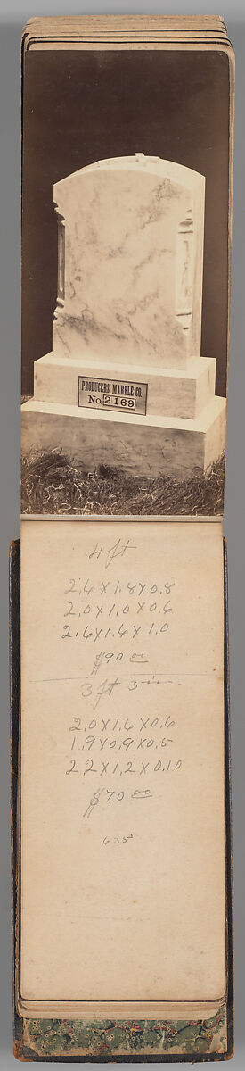[Vermont Marble Tombstone Catalogue], Unknown (American), Albumen silver prints