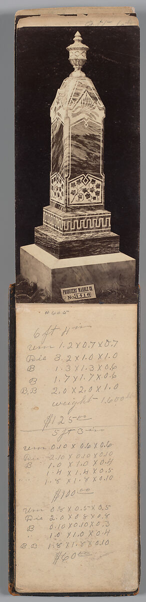 [Vermont Marble Tombstone Catalogue], Unknown (American), Albumen silver prints