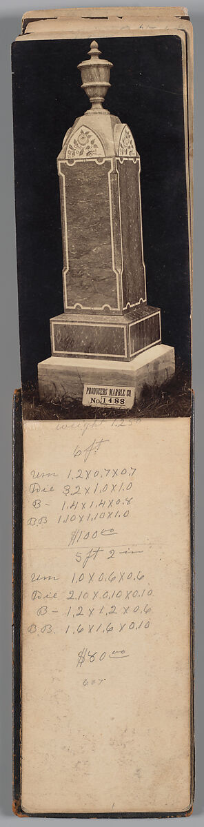 [Vermont Marble Tombstone Catalogue], Unknown (American), Albumen silver prints