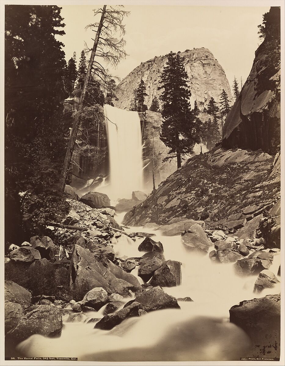 Vernal Fall, Yosemite, Carleton E. Watkins (American, 1829–1916), Albumen silver print from glass negative 