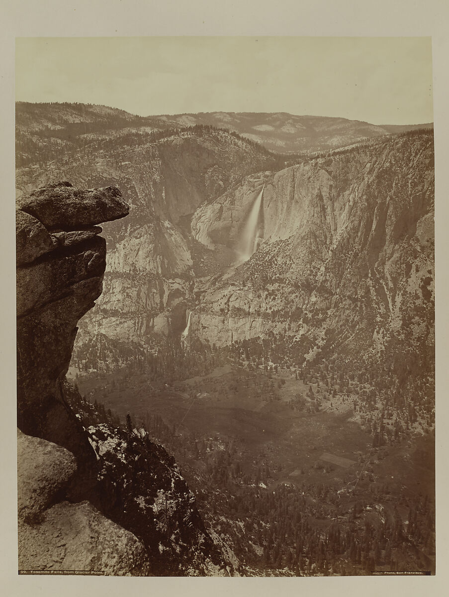 Yosemite Falls from Glacier Point, Carleton E. Watkins (American, 1829–1916), Albumen silver print from glass negative 