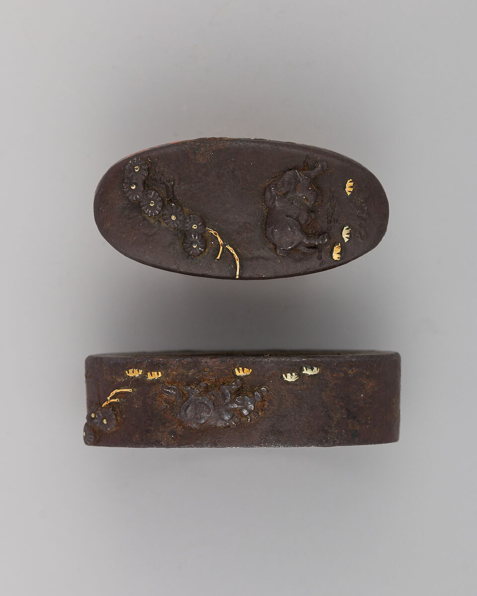Sword Pommel (Kashira), Iron, gold, Japanese 