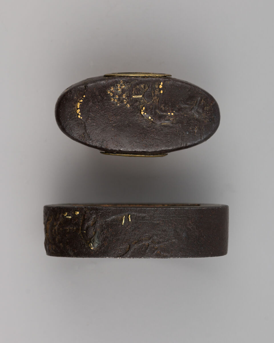 Sword-Hilt Collar (Fuchi), Iron, gold, Japanese 