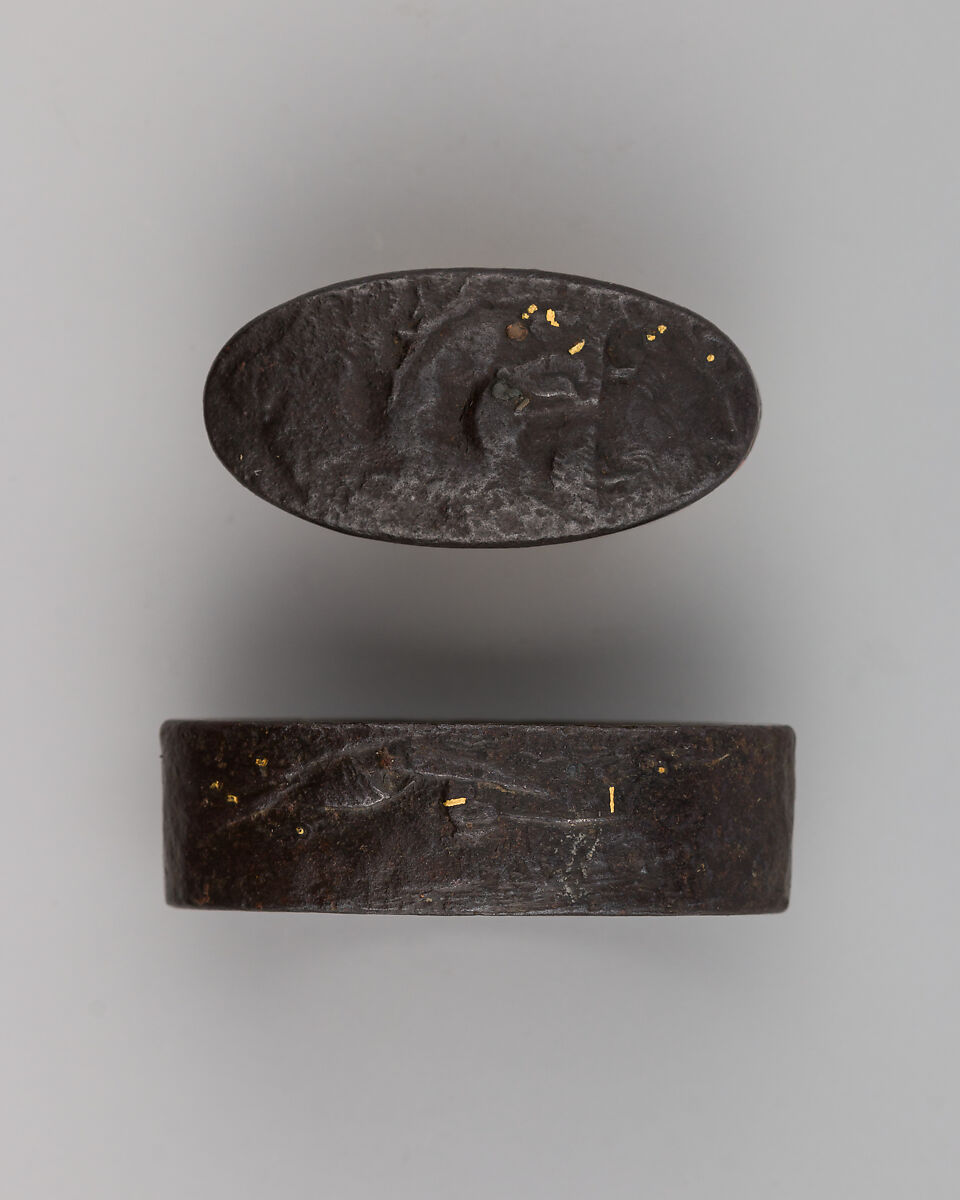Sword-Hilt Collar (Fuchi), Iron, gold, copper, Japanese 