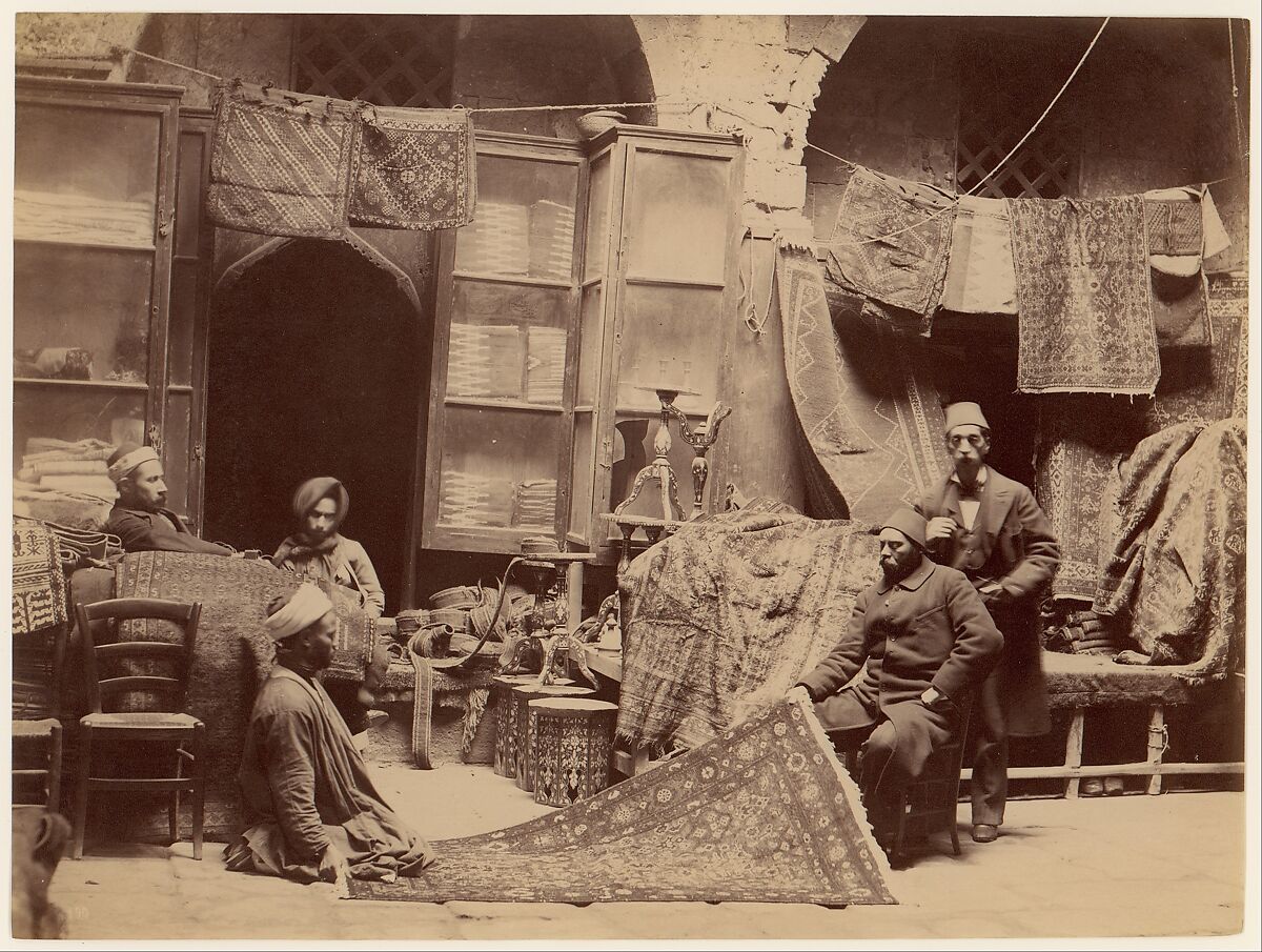 [Bazaar, Rug Merchants], Unknown, Albumen silver print from glass negative 