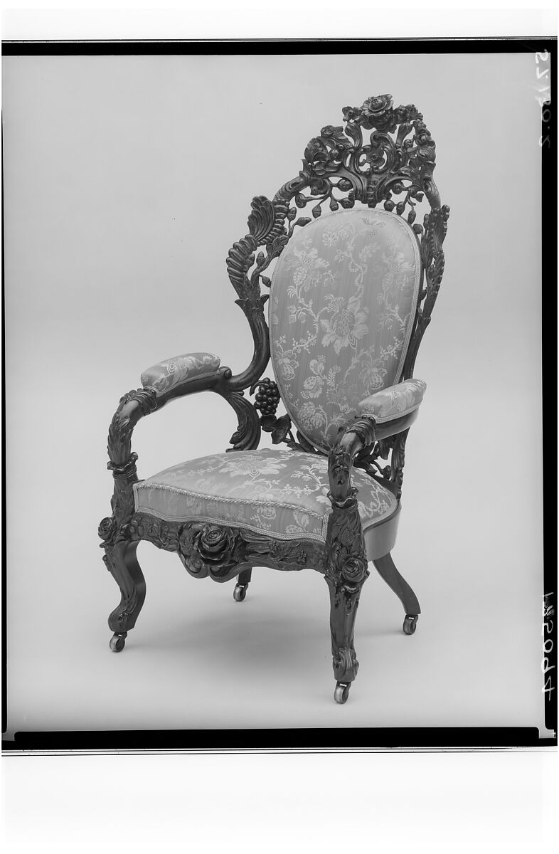Armchair, Attributed to John Henry Belter (American, born Germany 1804-1863 New York), Rosewood, ash, American