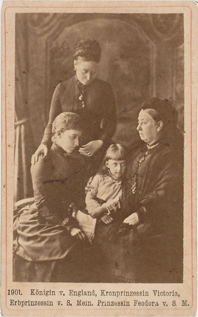 Königin v. England, Kronprinzessin Victoria, Erbprinzessin v. S. Mein, Prinzessin Feodora v. S. M., Unknown, Albumen silver print from glass negative 