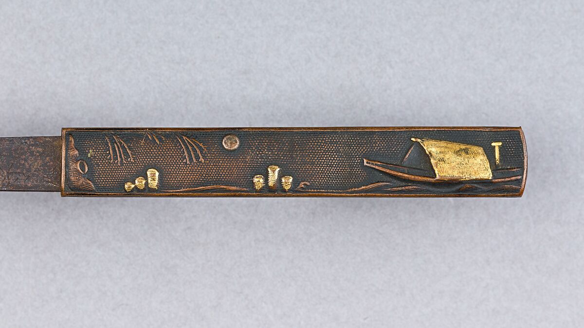 Knife Handle (Kozuka) with Blade, Iron, copper, gold, Japanese