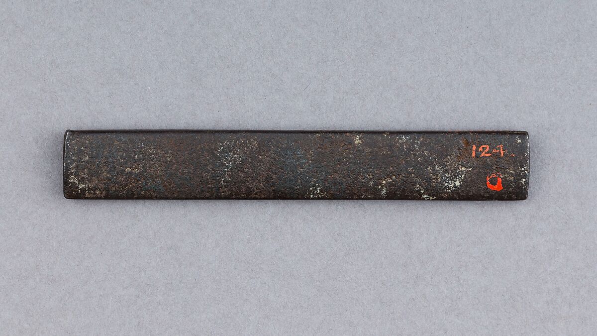 Knife Handle (Kozuka), Iron, gold, copper, copper-gold alloy (shakudō), Japanese