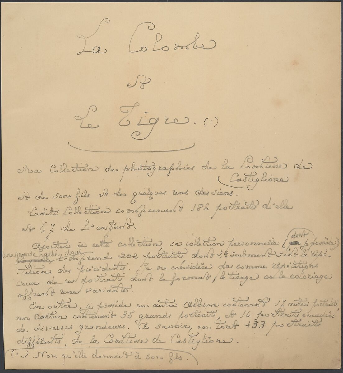 La Colombe et Le Tigre.  Ma collection de photographies de la Comtesse de Castiglione, Pierre-Louis Pierson (French, 1822–1913), Albumen silver prints 