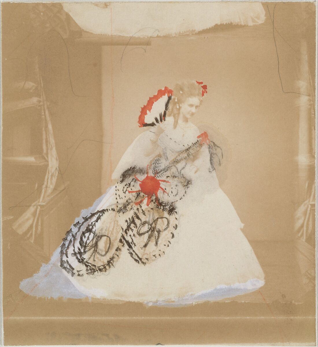 Ritrosetta, Pierre-Louis Pierson  French, Salted paper print from glass negative with applied color