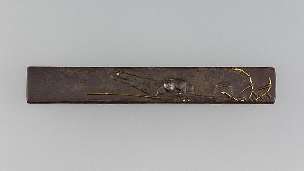 Knife Handle (Kozuka), Iron, gold, silver, Japanese 