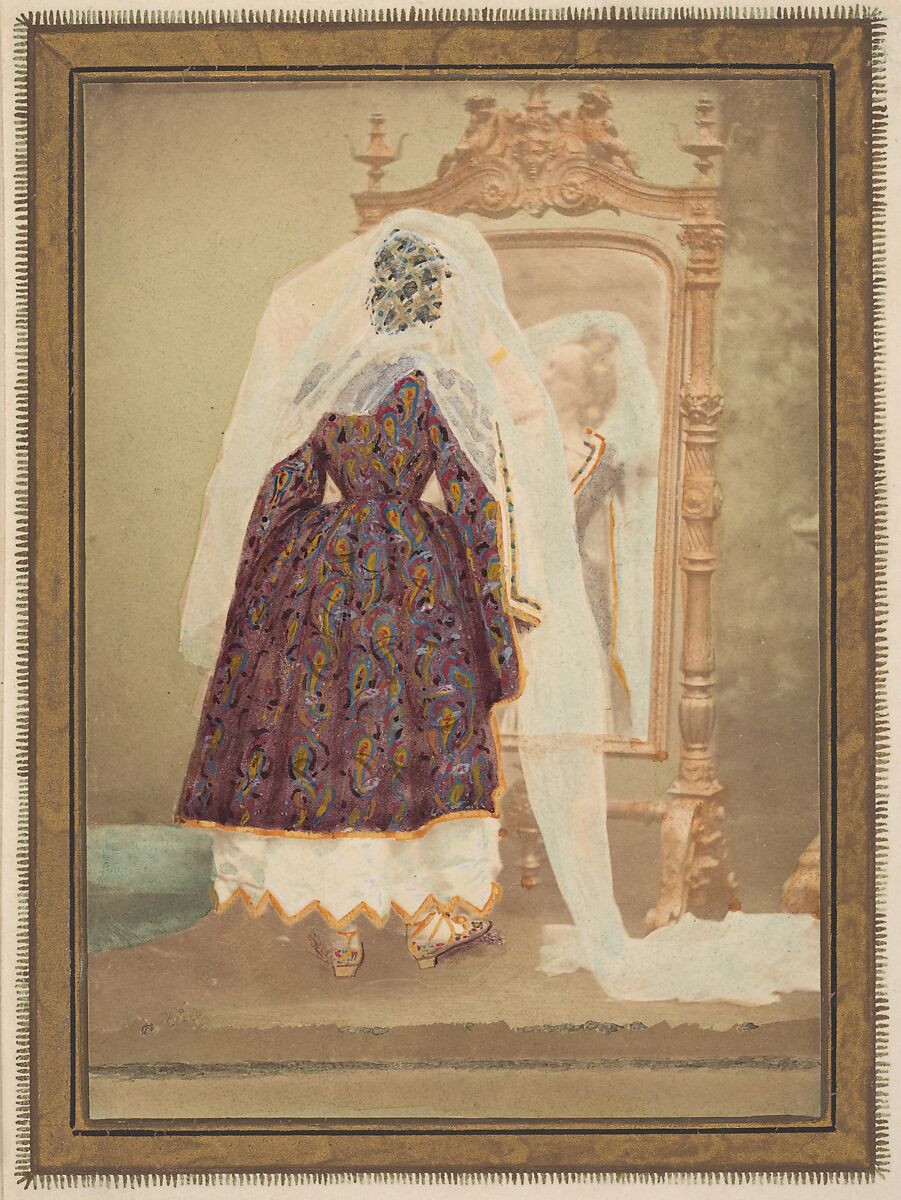 [La Comtesse in robe de piqué or as Judith (?)], Pierre-Louis Pierson (French, 1822–1913), Albumen silver print from glass negative with applied color 