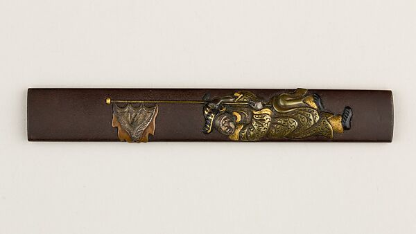 Knife Handle (Kozuka), Gold, silver, copper-gold alloy (shakudō), iron, copper, Japanese 