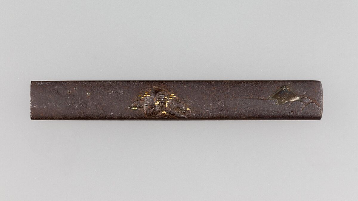 Knife Handle (Kozuka), Iron, gold, silver, Japanese 