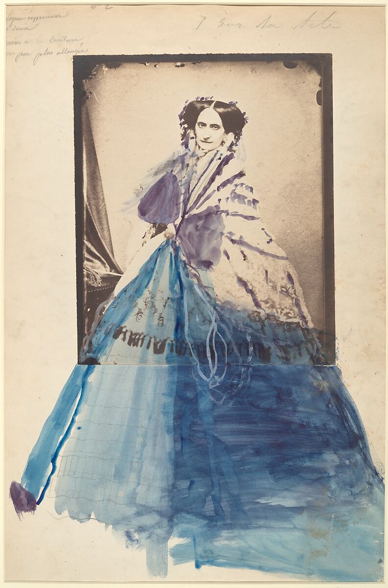 [La Comtesse in Lace Shawl], Pierre-Louis Pierson (French, 1822–1913), Salted paper print from glass negative with applied color 