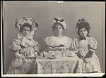 [Three Little Girls Having a Tea Party], Unknown, Gelatin silver print 