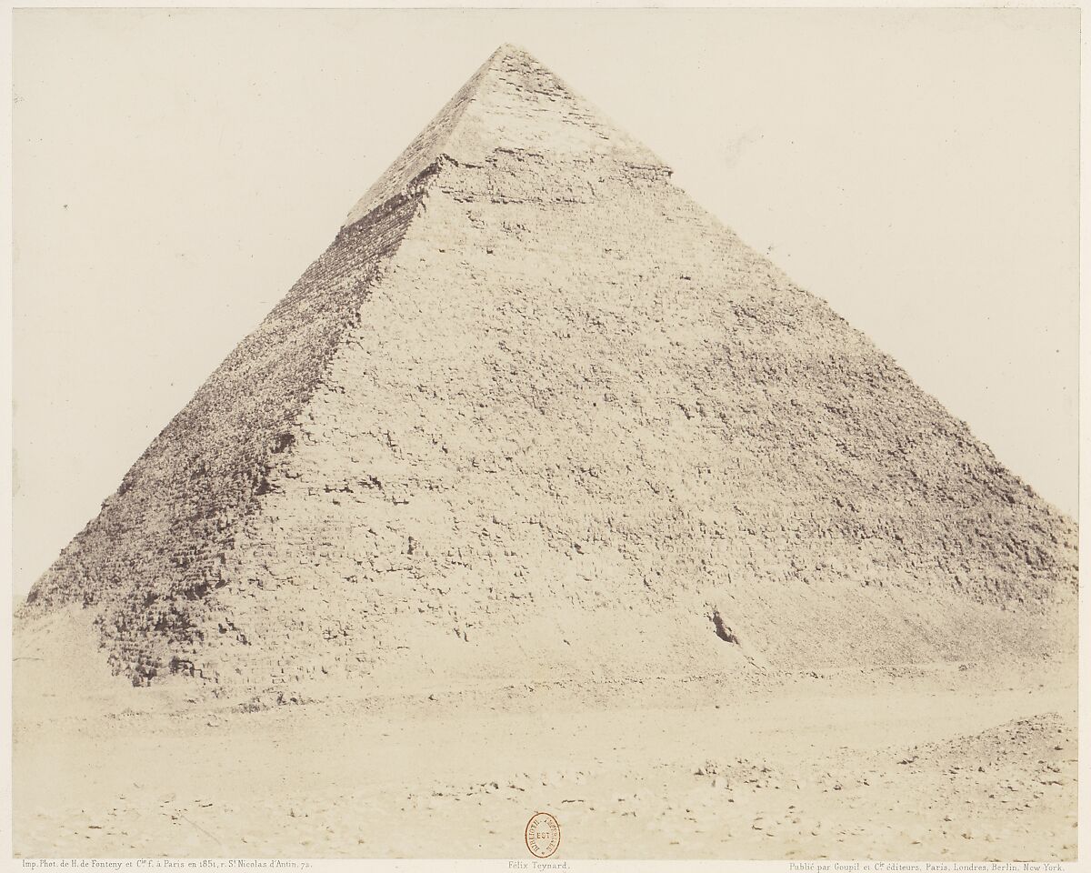 Djîzeh (Nécropole de Memphis), Pyramide de Chéphren, Félix Teynard (French, 1817–1892), Salted paper print from paper negative 