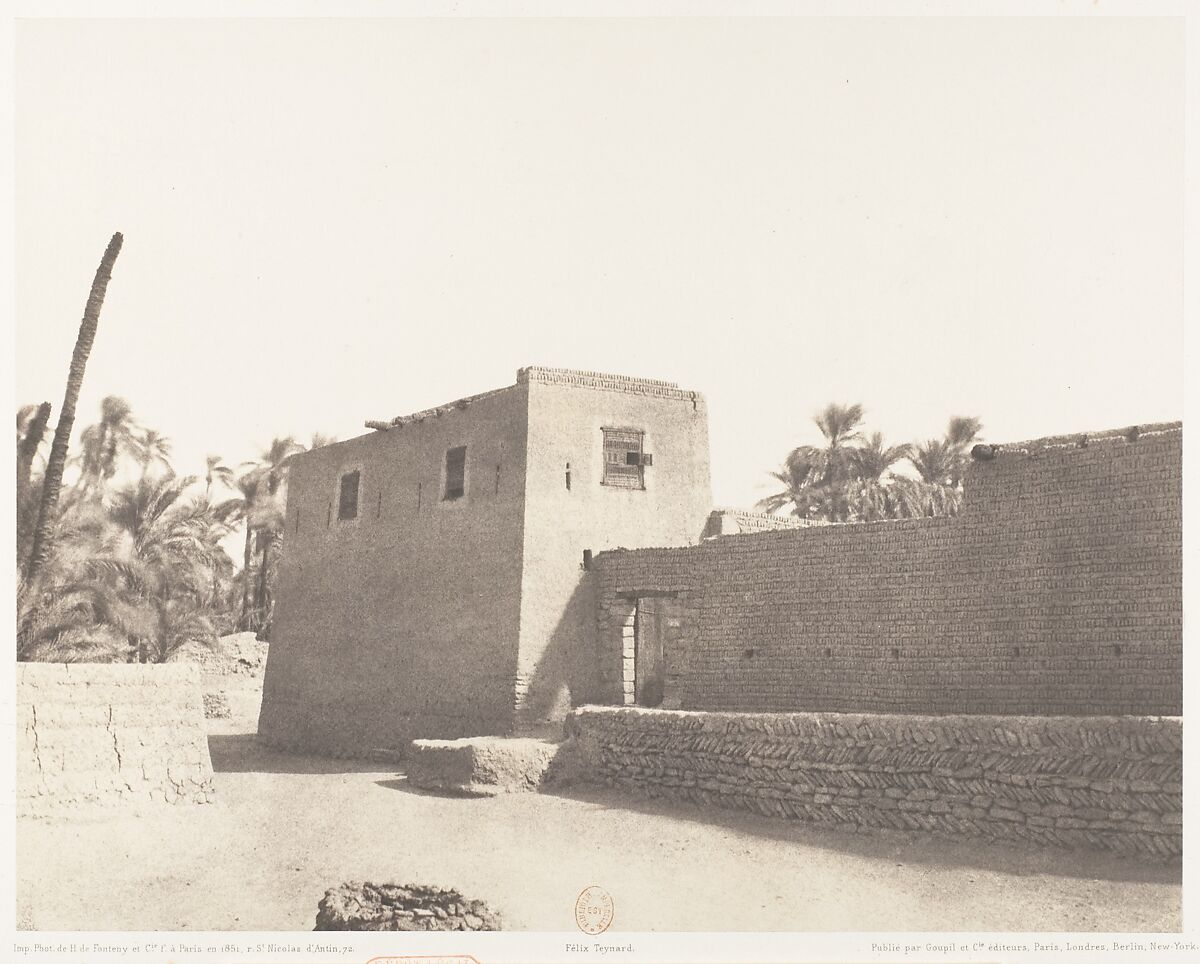 Deîr, Carrefour et Habitation Particulière, Félix Teynard (French, 1817–1892), Salted paper print from paper negative 