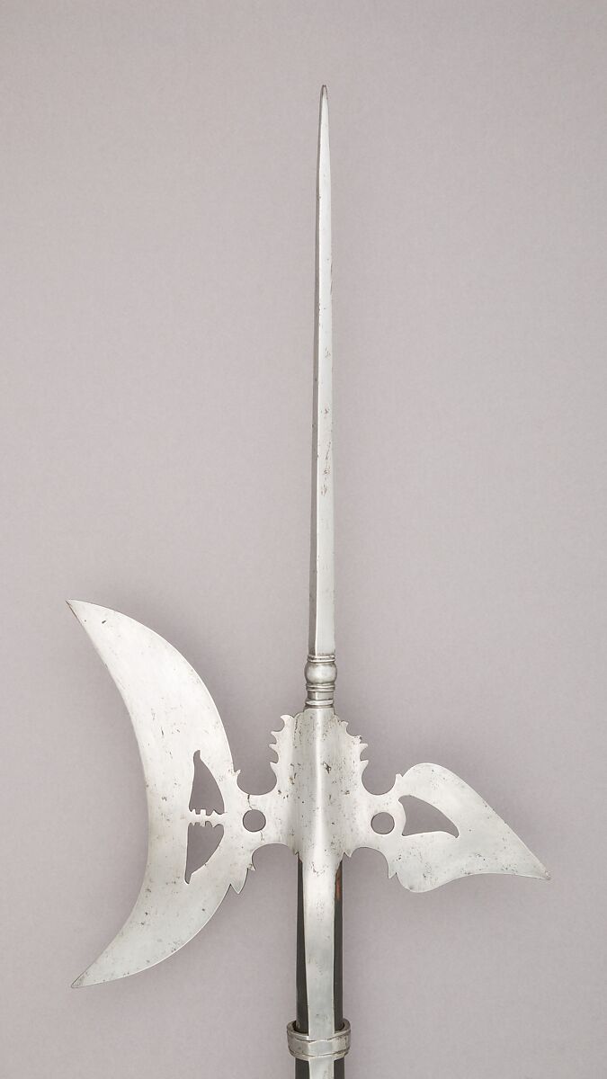 Halberd, Steel, wood (pine), possibly Flemish 