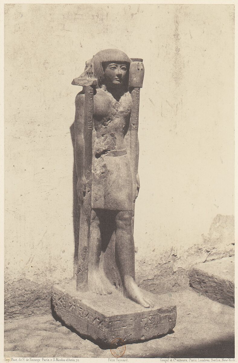 Syout (Lycopolis), Statue Appartenant au Docteaur Cuny, Félix Teynard (French, 1817–1892), Salted paper print from paper negative 