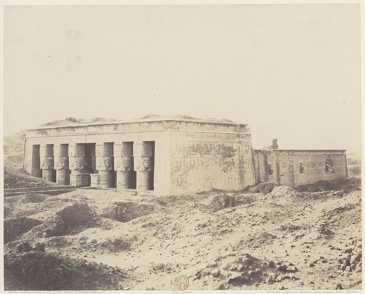 Dendérah (Tentyris), Temple d'Athôr - Vue Générale, Félix Teynard (French, 1817–1892), Salted paper print from paper negative 