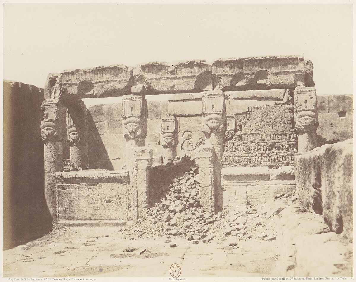 Dendérah (Tentyris), Temple d'Athôr - Sanctuaire Placé a l'Angle Sud-Ouest de la Plateforme Inférieure, Félix Teynard (French, 1817–1892), Salted paper print from paper negative 