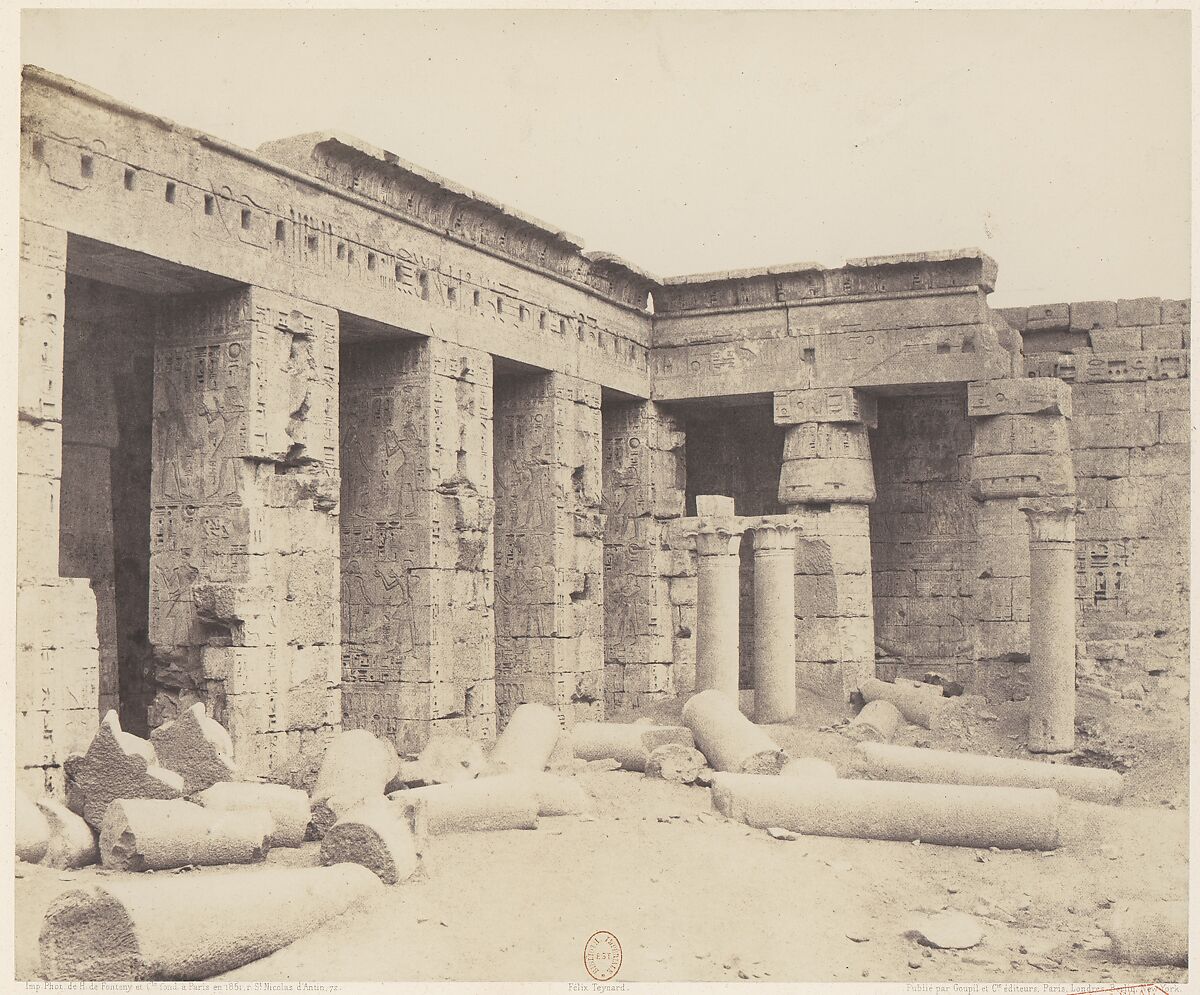 Médînet-Abou (Thèbes). Constructions Postérieures - Deuxiéme Cour, Félix Teynard (French, 1817–1892), Salted paper print from paper negative 