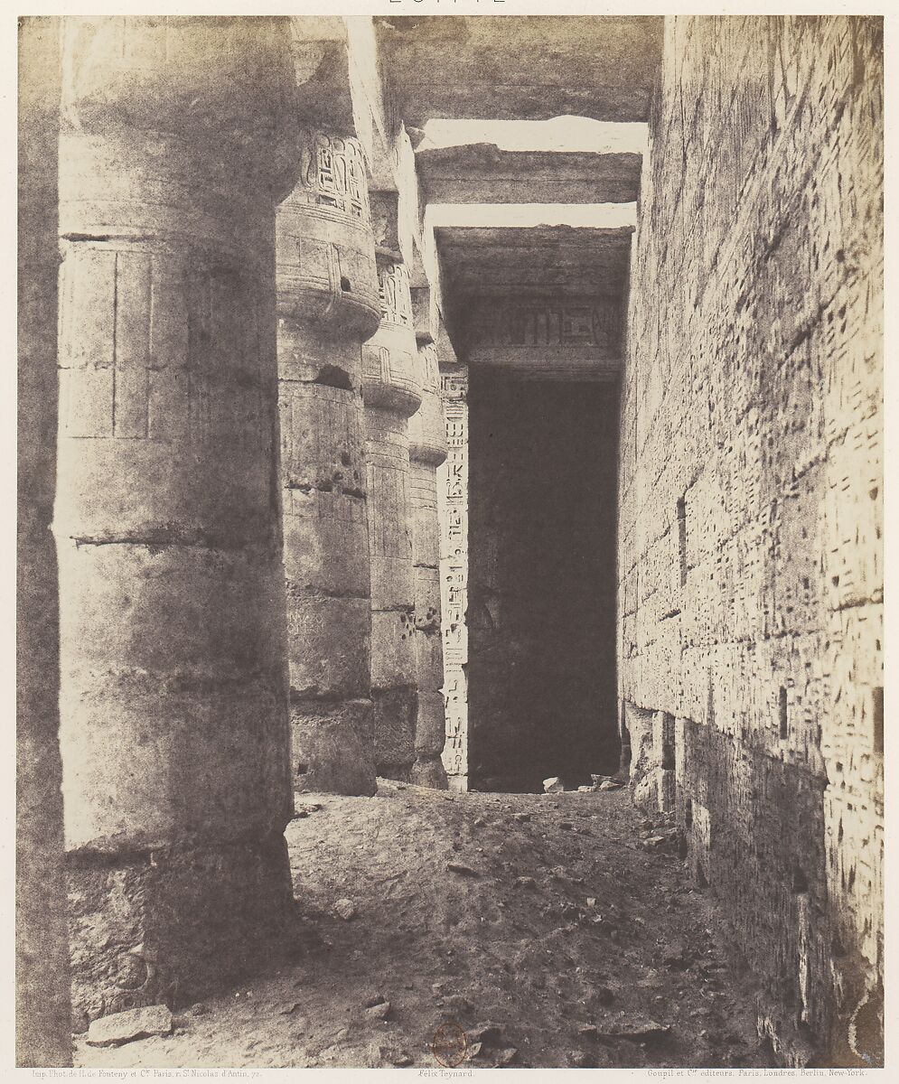 Médînet-Abou (Thèbes), Construction Postérieures - Deuxiéme Cour - Galerie Sud-Ouest, Félix Teynard (French, 1817–1892), Salted paper print from paper negative 