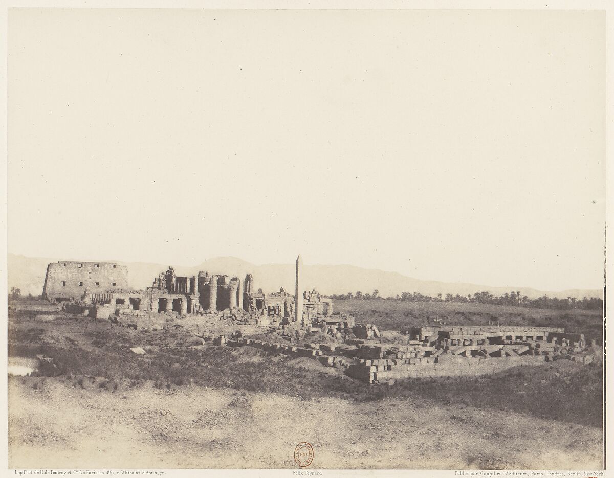 Karnak (Thèbes), Vue Générale des Ruines Prise du Sud-Est, en T, Félix Teynard (French, 1817–1892), Salted paper print from paper negative 