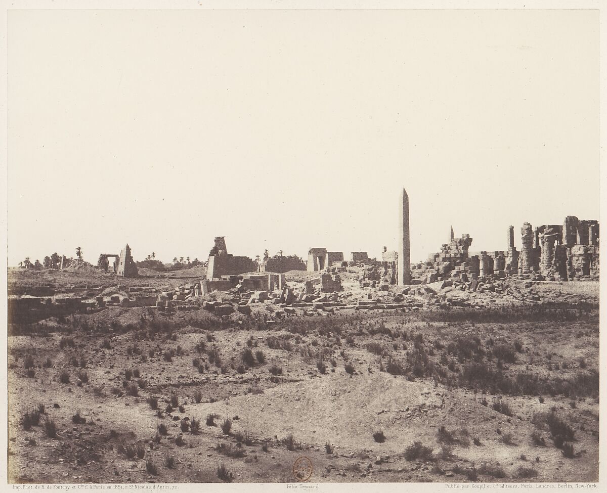 Karnak (Thèbes), Vue Générale des Ruines Prise du Nord-Est, en V, Félix Teynard (French, 1817–1892), Salted paper print from paper negative 