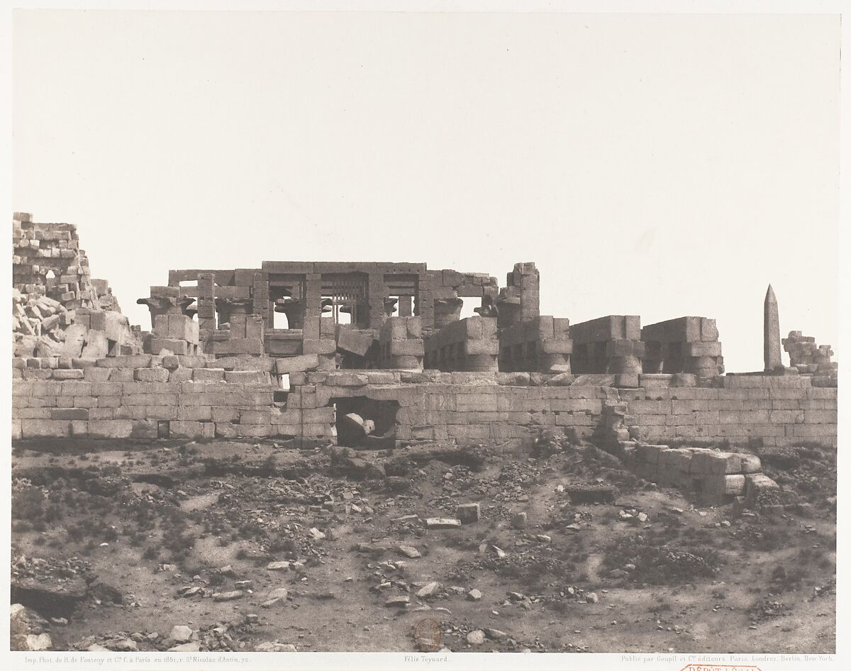 Karnak (Thèbes), Enciente du Palais Vue du Point H, Félix Teynard (French, 1817–1892), Salted paper print from paper negative 
