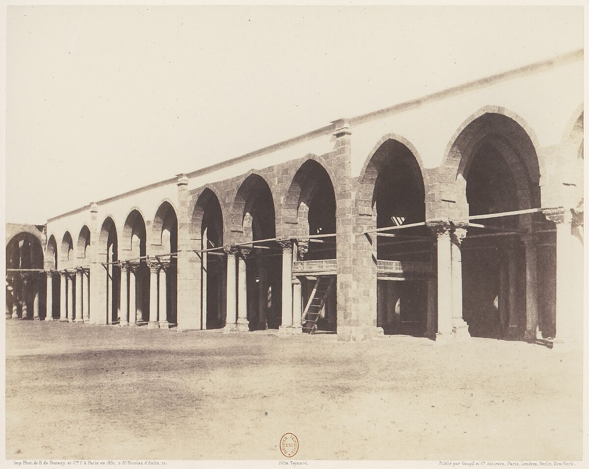 Le Kaire, Mosquée d'Amrou - Intérieur - Côté du Sanctuaire, Félix Teynard (French, 1817–1892), Salted paper print from paper negative 