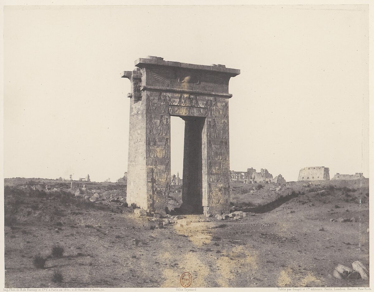 Karnak (Thèbes), Grande Porte du Nord Vue du Point X, Félix Teynard (French, 1817–1892), Salted paper print from paper negative 