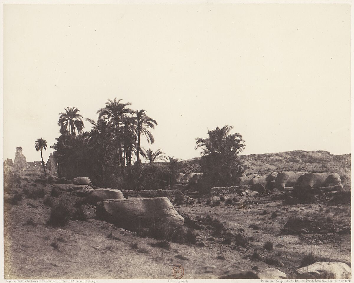 Karnak (Thèbes), Avenue de Sphinx - Vue Générale Prise du Point G, Félix Teynard (French, 1817–1892), Salted paper print from paper negative 